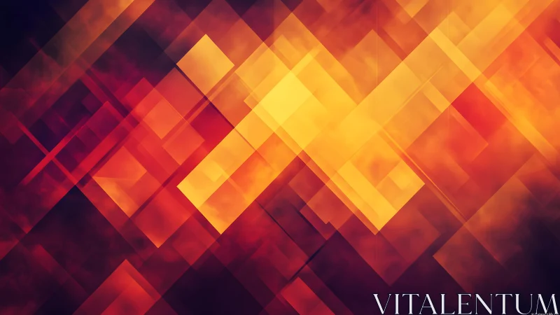 Abstract geometric pattern with glowing yellow and red rectangles.