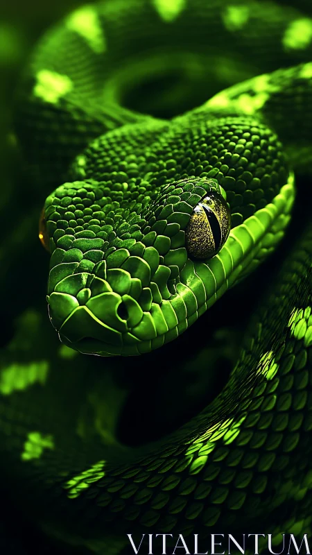 Green snake portrait shows detailed scales and focused eye