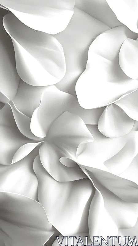 Layered white abstract petal forms with soft surface detail.