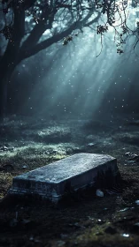 Soft morning light gently honors a quiet forest grave