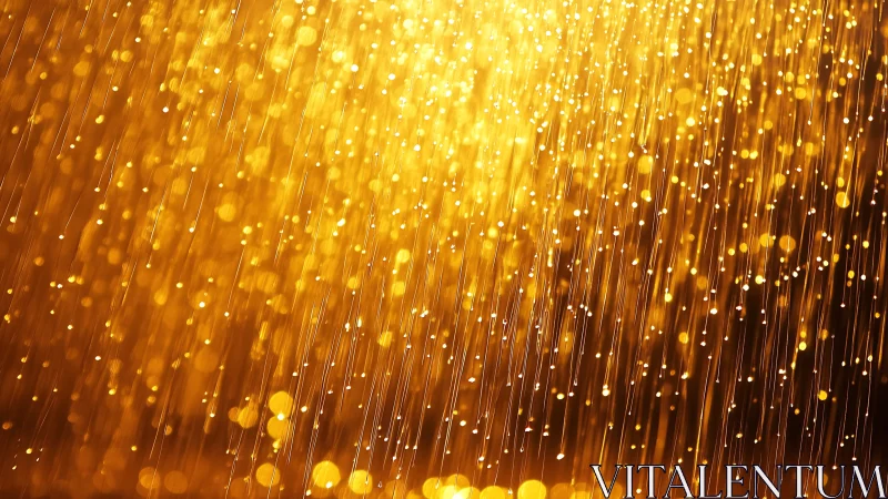 Golden fiber optic light streaks with cascading bokeh glow.