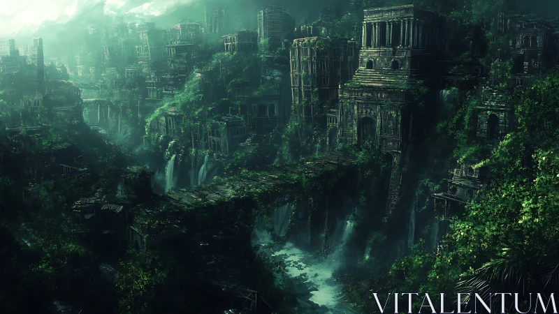 Ancient jungle megacity crumbles into misty waterfall chasms