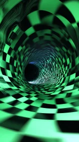 3D checkerboard vortex tunnel with dynamic radial distortion.