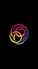 Chromatic spiral emblem swirling through midnight silence.