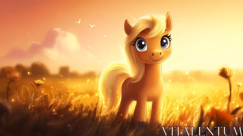 Sunrise meadow pony with starlit eyes and golden mischief.