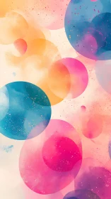 Translucent chromatic spheres overlap in soft watercolor gradients