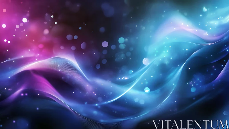 Iridescent cosmic waves flowing through neon starlight.