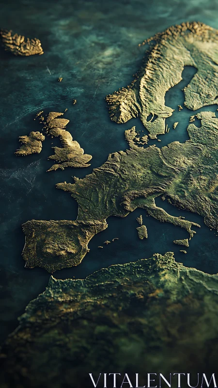 Continental edges glimmer softly as Europe rises from sea