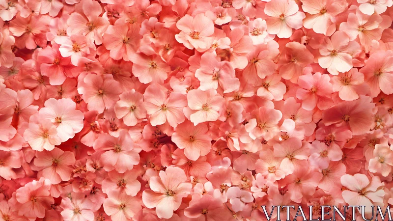 Densely Layered Coral Floral Matrix with Chromatic Saturation Variation.