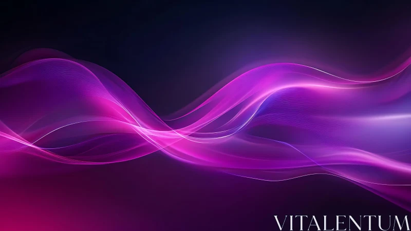 Abstract purple and pink light wave on dark background, digital art.
