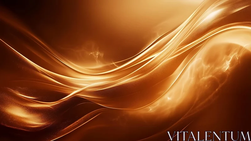 Radiant golden abstract waves in flowing digital art style.