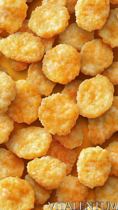 Golden crispy chicken nuggets overlap in a tasty pile.