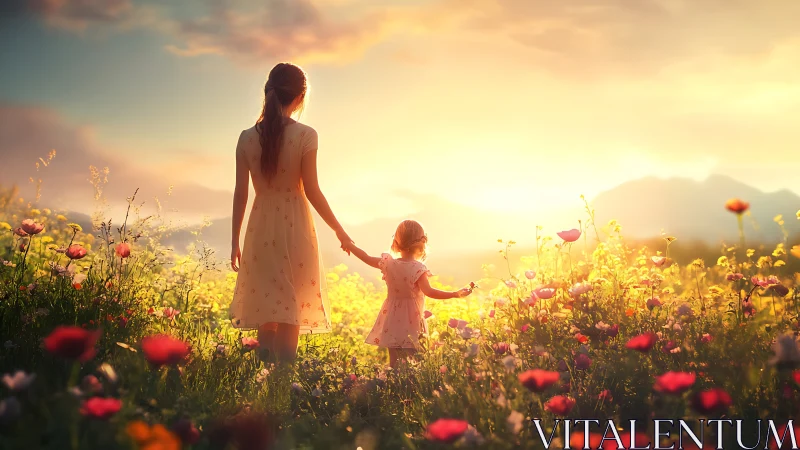 Sunlit meadow stroll celebrates gentle moments of childhood