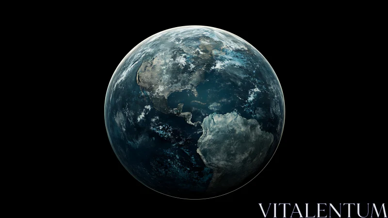 Planet Earth rendered as detailed 3D globe in space