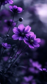 Vibrant Purple Cosmos Flowers in Soft Focus