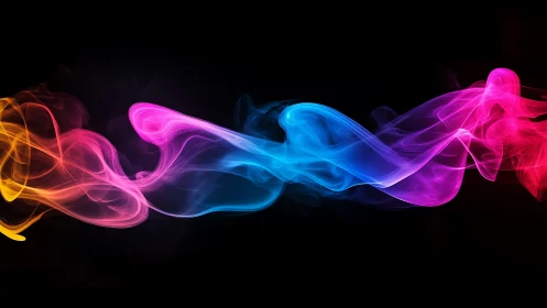 Colored light trails form smooth overlapping wave structures