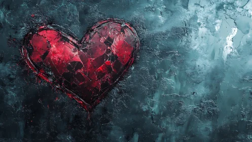 Glowing Heart Against Textured Darkness.
