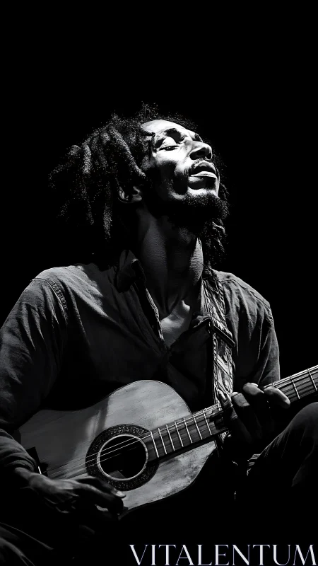 Midnight spotlight on a soul-drenched acoustic guitarist.