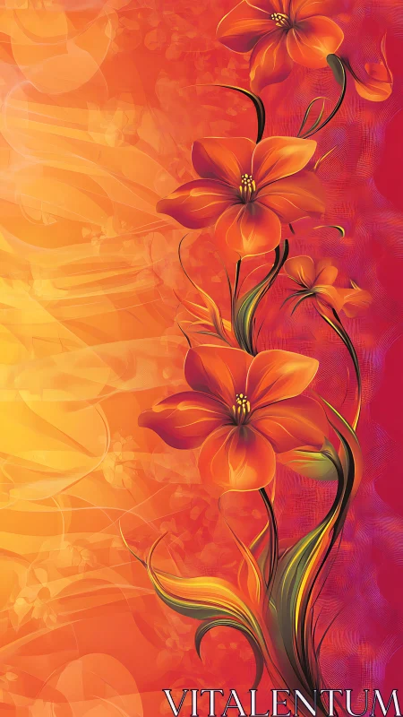 Radiant Orange Flowers Against Warm Gradient Background Display