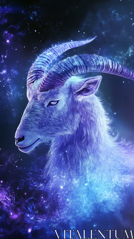 Starlit Capricorn spirit dissolving into electric nebulae.