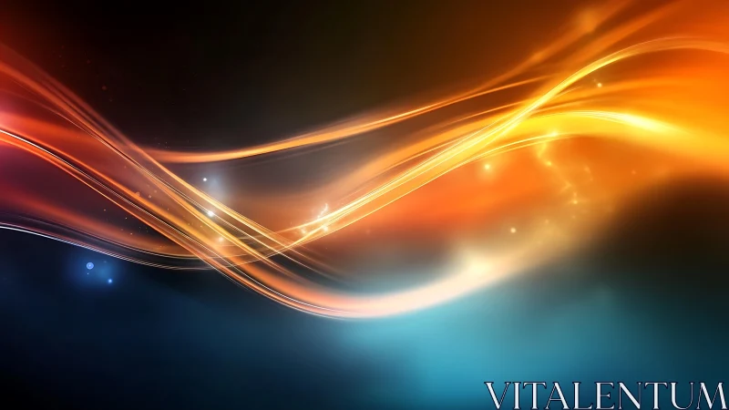 Luminous Wave: Abstract Energy in Orange and Blue.