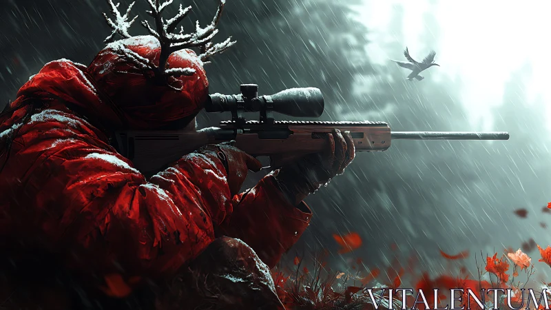 Sniper in the Rain: A Moment of Focus and Resolve.