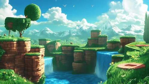 Pixelated Paradise: An Enchanting Journey Through Stacked Bricks.