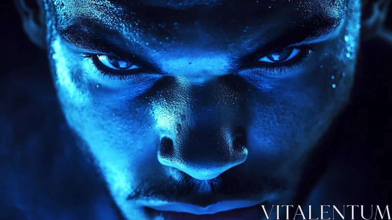 Luminescent Digital Portrait: Neon-Rendered Facial Expression.