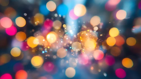 Abstract bokeh lights in vibrant colors, dreamy festive style.