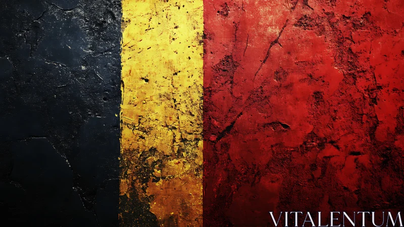 Weathered tricolor wall where bold textures shout history.