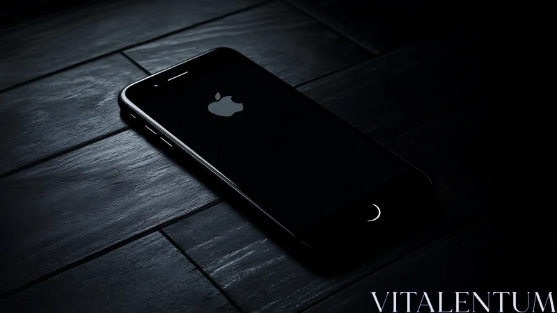 iPhone positioned on dark wooden surface during boot sequence