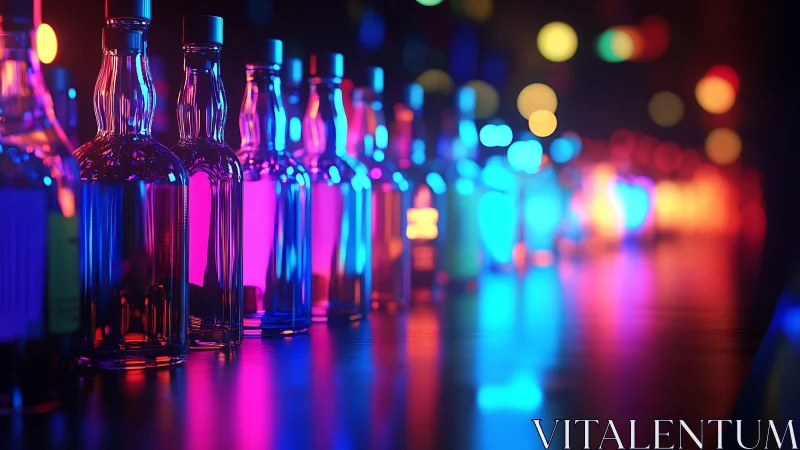 Neon bar bottles glowing with cozy night-out energy.