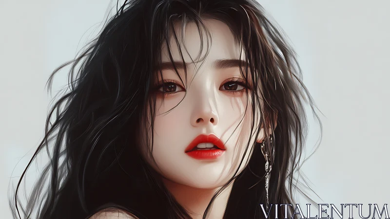 Digital painting portrait with soft-focus beauty rendering.