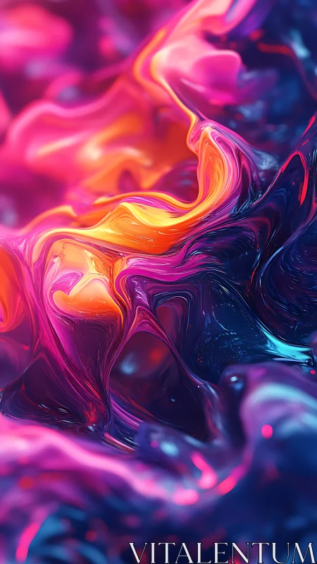 Luminous neon currents swirl like liquid galaxies in bloom