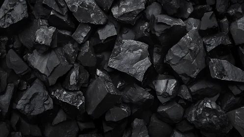 Glossy coal geometry in a brooding industrial mosaic.