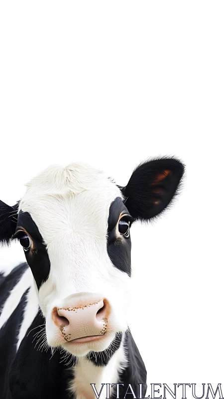 Curious black and white cow gazes forward in soft light