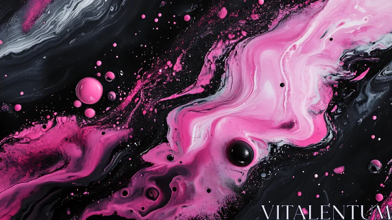 Neon magenta fluid clouds swirl across deep black void.