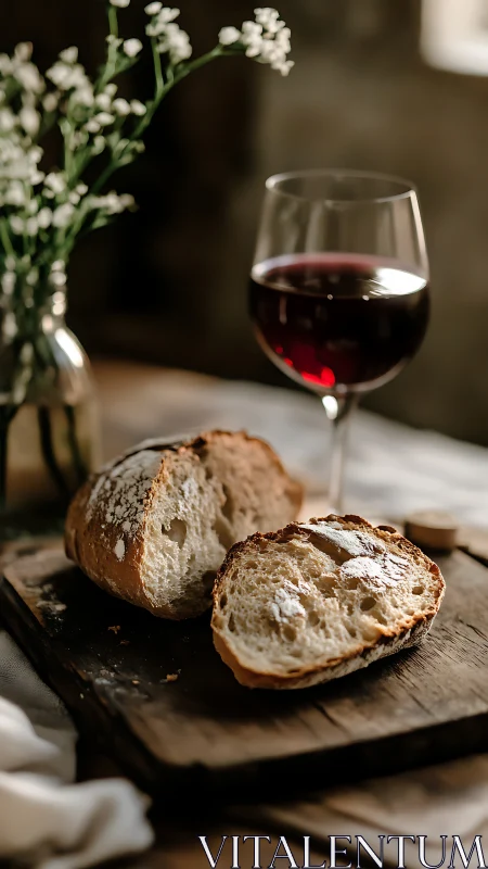 Elegant Wine and Bread: A Moment of Refined Simplicity
