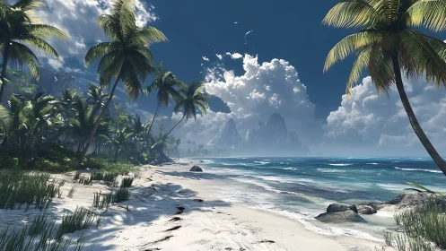 Tropical Coastal Landscape with Luminous Sky and Karst Formations.