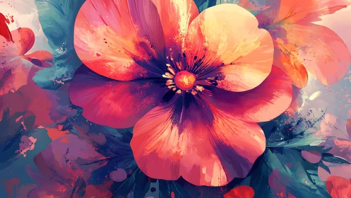 Digital Floral Composition with Radiant Saturated Blooms.