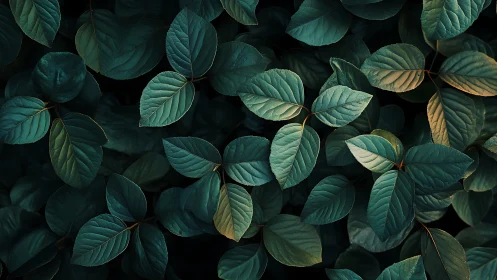 Quiet green leaves share a gentle, softly shadowed glow