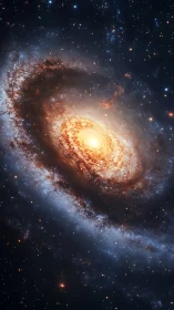 Spiral galaxy core rendered with high dynamic range stellar contrast
