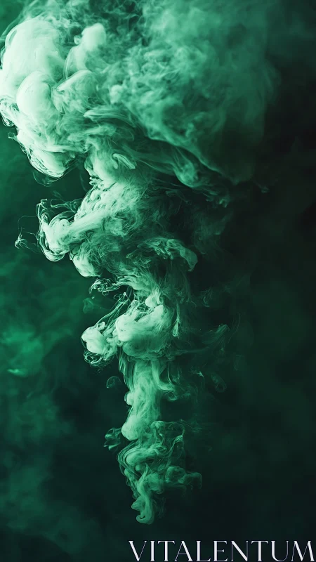 Green smoke column curls upward against dark background
