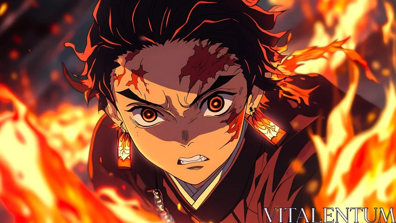 Flame-wreathed warrior charges forward with unbroken resolve