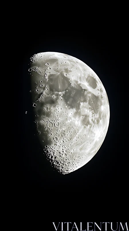 Sharp telescopic view of the Moon&rsquo;s cratered surface.