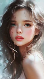 Soft-focus digital portrait of young woman in profile.