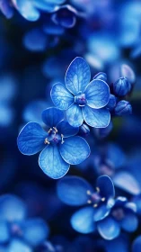 Blue orchid flowers displayed with selective focus and shallow depth of field