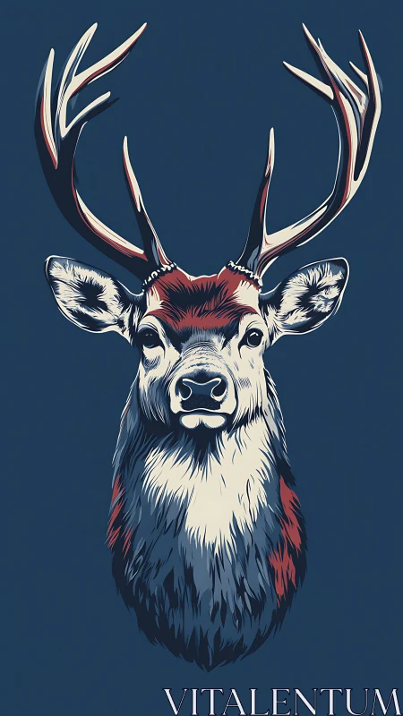 Stylized stag portrait rendered in bold minimalist colors.