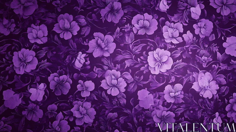 Purple Floral Tapestry: Botanical Pattern Design.
