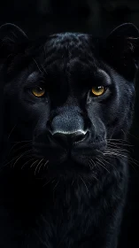 Black Panther Portrait Against Dark Background